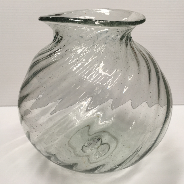 VASE, Glass - Round Ribbed Mexican Glass